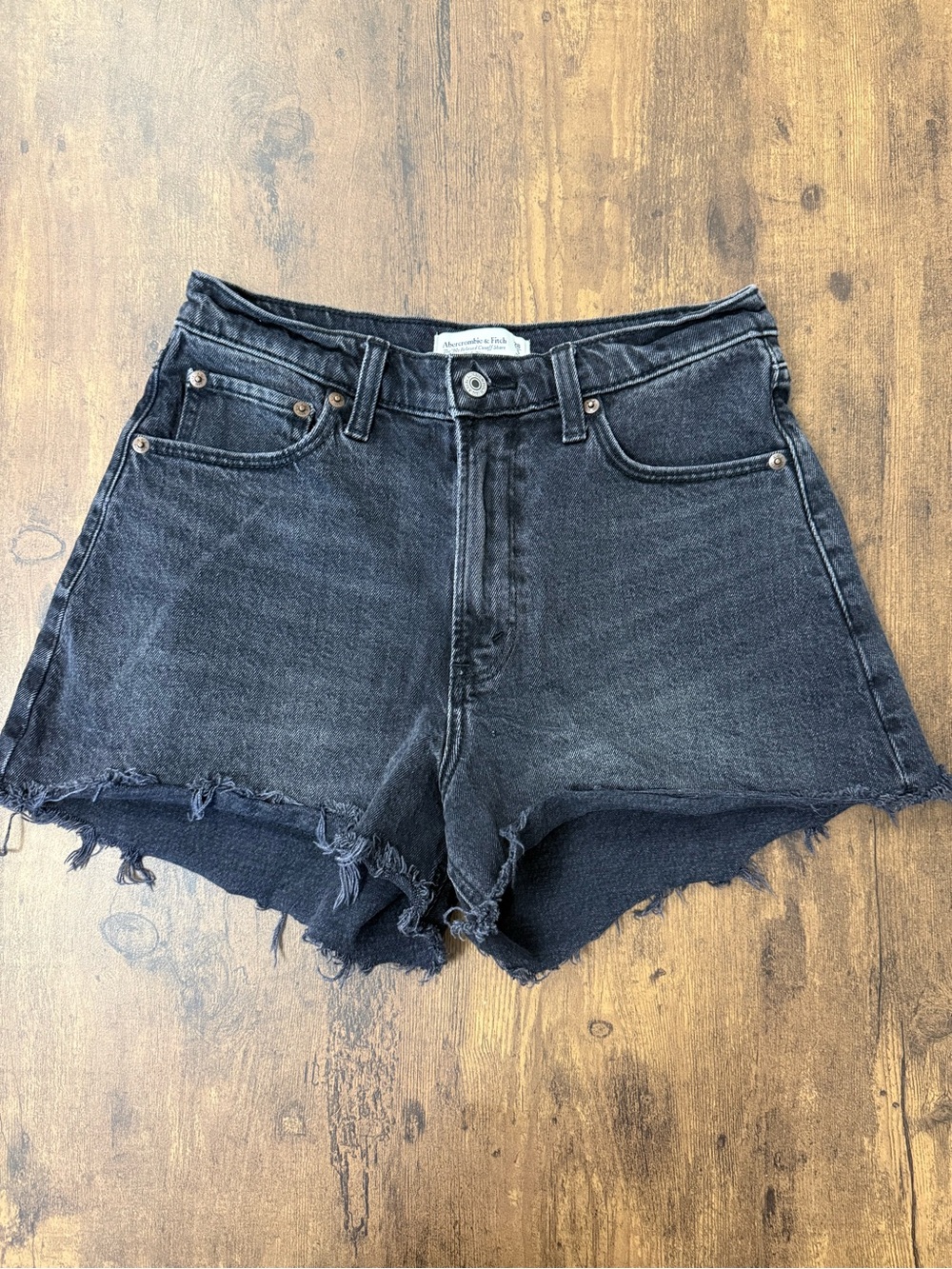 Abercrombie & Fitch High Rise 'The 90s Relaxed Cutoff Short' Black Womens 28/6